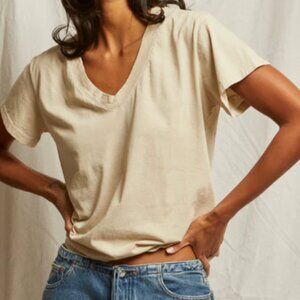 perfectwhitetee lightweight cotton v neck tee